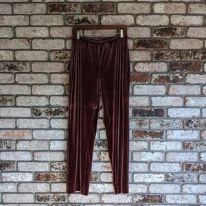 🤎 Velvet Flowy Rich Brown Velour Pants by Van Heusen Large
